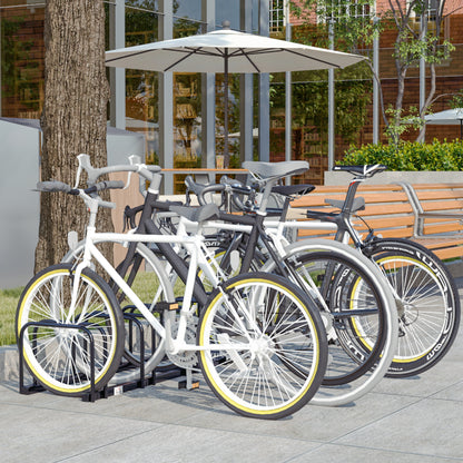 5-Bike Rack Bike Storage Support Rack for Tire up to 65 mm in 145L x 33W x 27H cm Black Steel