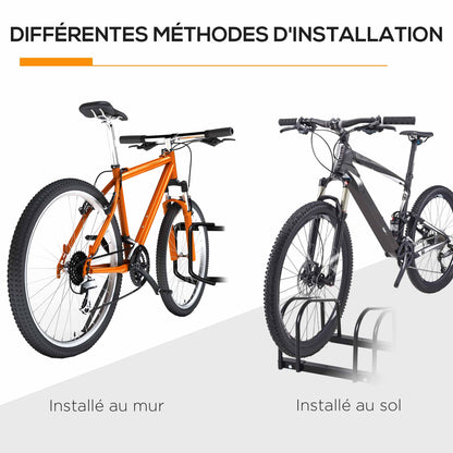 5-Bike Rack Bike Storage Support Rack for Tire up to 65 mm in 145L x 33W x 27H cm Black Steel