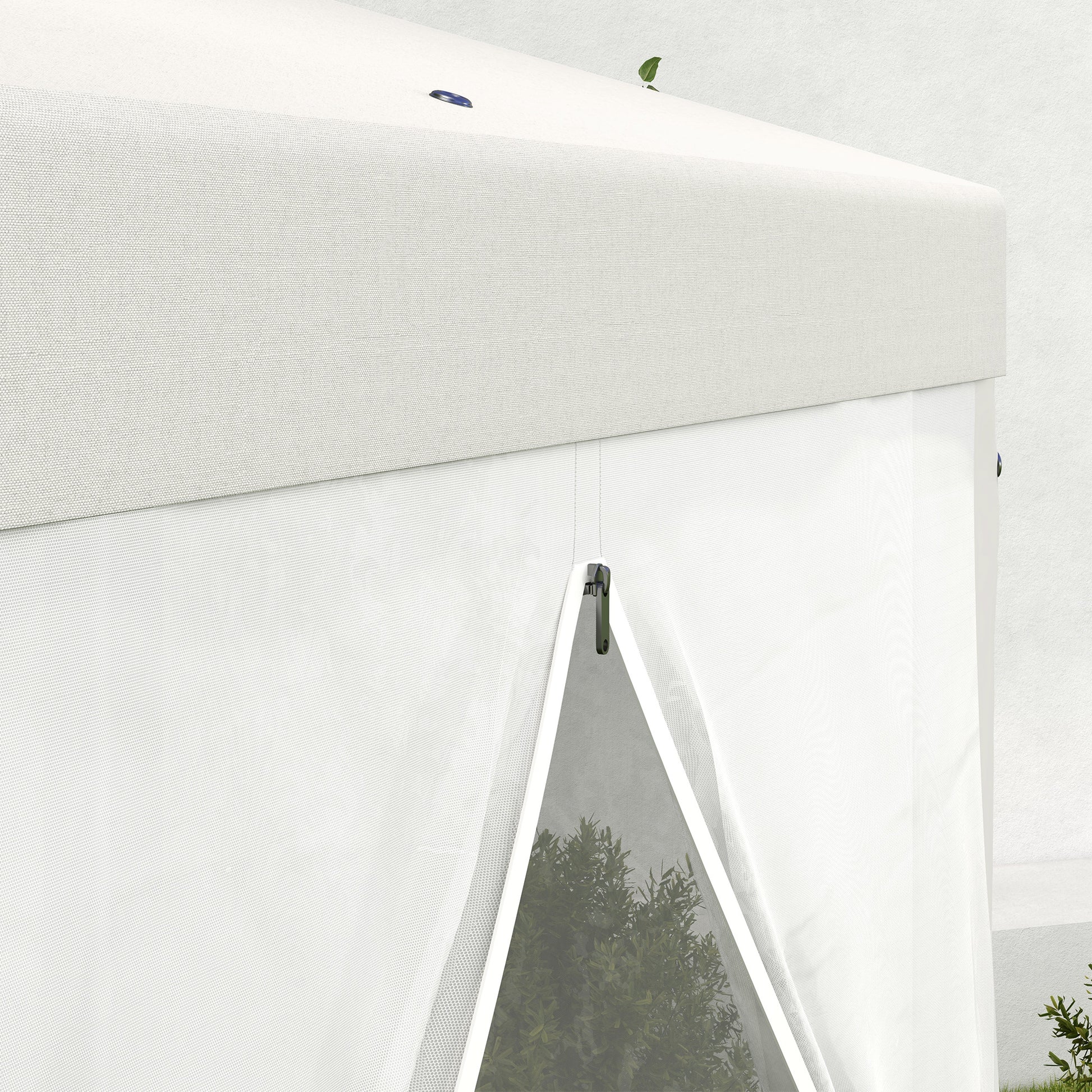 Pavilion 4x3m Hexagonal Water-Resistant Stable Winterproof Pavilion with Mosquito Net Party Tent Garden Gazebo with 6 Side Panels Garden Pavilion for Camping Garden, Cream