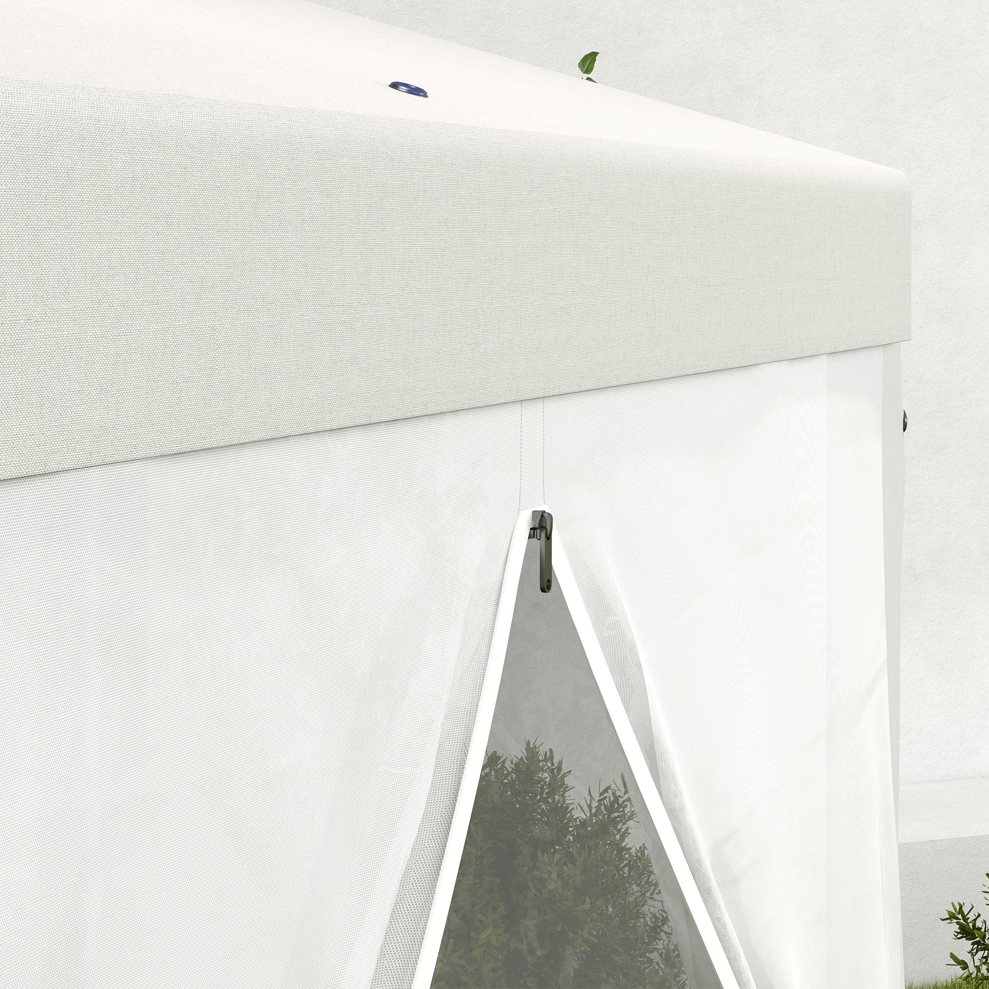 Pavilion 4x3m Hexagonal Water-Resistant Stable Winterproof Pavilion with Mosquito Net Party Tent Garden Gazebo with 6 Side Panels Garden Pavilion for Camping Garden, Cream