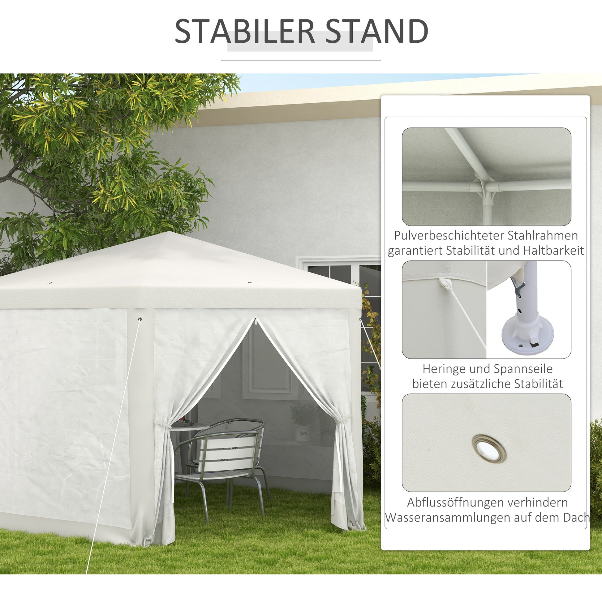 Pavilion 4x3m Hexagonal Water-Resistant Stable Winterproof Pavilion with Mosquito Net Party Tent Garden Gazebo with 6 Side Panels Garden Pavilion for Camping Garden, Cream