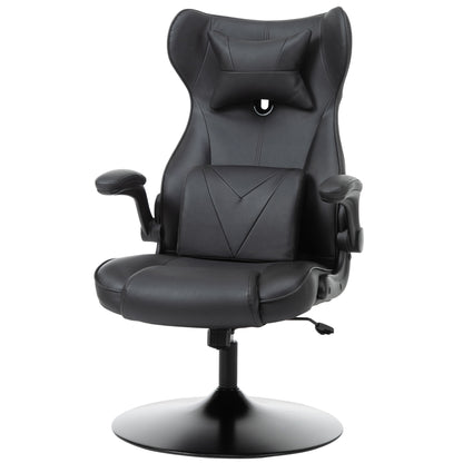 Gaming Chair with Rocking Function, Ergonomic Computer Chair, Height Adjustable Office Chair, Rotatable Desk Chair with Head and Lumbar Cushions, Supports up to 120 kg, Black