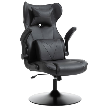 Gaming Chair with Rocking Function, Ergonomic Computer Chair, Height Adjustable Office Chair, Rotatable Desk Chair with Head and Lumbar Cushions, Supports up to 120 kg, Black