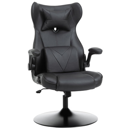 Gaming Chair with Rocking Function, Ergonomic Computer Chair, Height Adjustable Office Chair, Rotatable Desk Chair with Head and Lumbar Cushions, Supports up to 120 kg, Black