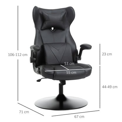 Gaming Chair with Rocking Function, Ergonomic Computer Chair, Height Adjustable Office Chair, Rotatable Desk Chair with Head and Lumbar Cushions, Supports up to 120 kg, Black