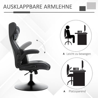 Gaming Chair with Rocking Function, Ergonomic Computer Chair, Height Adjustable Office Chair, Rotatable Desk Chair with Head and Lumbar Cushions, Supports up to 120 kg, Black