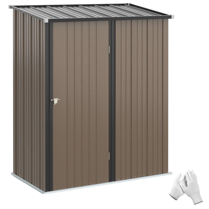 Tool Shed 1.34 m² Tool Cabinet with Pent Roof Lockable Garden Shed Tool Shed Made of Galvanized Steel 161.5 x 94.5 x 196 cm Brown