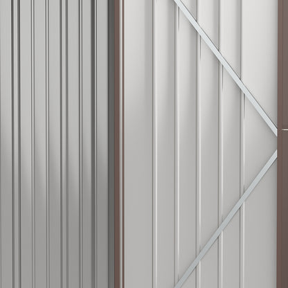 Tool Shed 1.34 m² Tool Cabinet with Pent Roof Lockable Garden Shed Tool Shed Made of Galvanized Steel 161.5 x 94.5 x 196 cm Brown