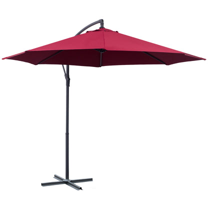 Offset Octagonal Crank Parasol with Steel Base Diameter 3m Red
