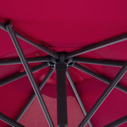 Offset Octagonal Crank Parasol with Steel Base Diameter 3m Red