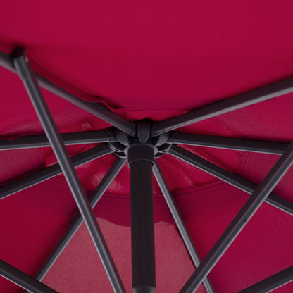 Offset Octagonal Crank Parasol with Steel Base Diameter 3m Red