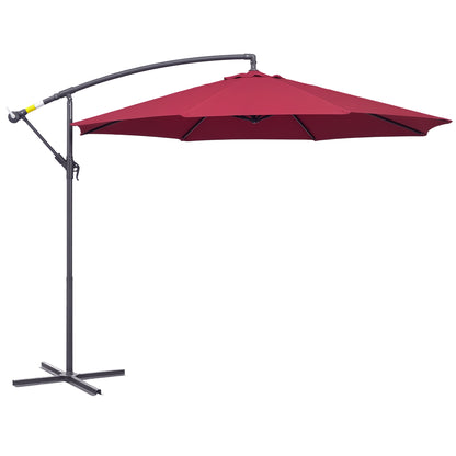 Offset Octagonal Crank Parasol with Steel Base Diameter 3m Red