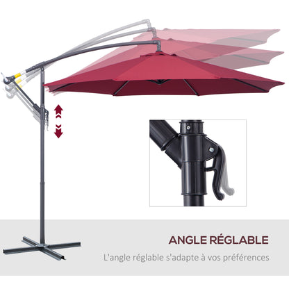 Offset Octagonal Crank Parasol with Steel Base Diameter 3m Red