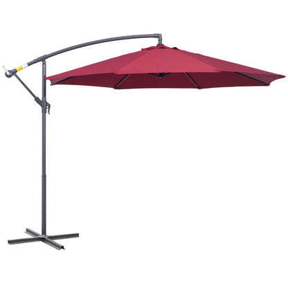 Offset Octagonal Crank Parasol with Steel Base Diameter 3m Red