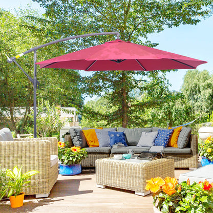 Offset Octagonal Crank Parasol with Steel Base Diameter 3m Red