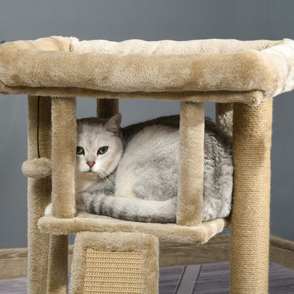 Scratching Post 57 cm Small Cat Tree with Cat Cave, Lounging Platform, Cat Scratching Board, Play Ball, Cat Furniture for Cats up to 5 kg, Coffee