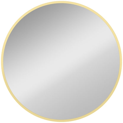Round Wall Mirror, 24 in (61 cm) Diameter – Gold Aluminum Alloy Frame, Decorative Mirror for Bathroom, Living Room, Bedroom