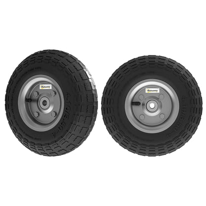 Set of 2 Replacement Rubber Wheels 255 mm with 16mm Bore for Garden Cart, Wheelbarrow, and Hand Truck