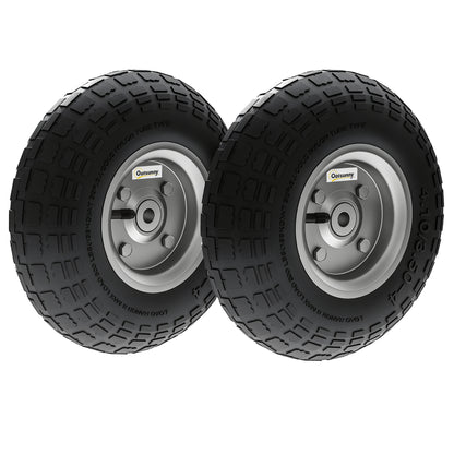 Set of 2 Replacement Rubber Wheels 255 mm with 16mm Bore for Garden Cart, Wheelbarrow, and Hand Truck