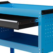 Workshop Cart Tool Trolley 3-Level Tool Cart with Drawer, Side Tool Holder, and Handle, Workshop Trolley for Garage, Warehouse, DIY Tools, 82x35x76cm, Blue