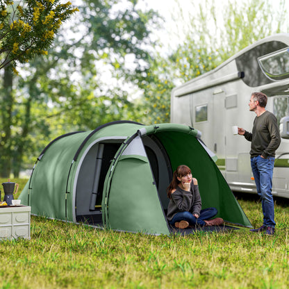 Camping Tent for 2-3 People Stable Waterproof Family Tent with Bedroom Living Room Vestibule with Standing Height, Dome Tent with 2000mm Water Column Tunnel Tent for Camping Travel, Dark Green