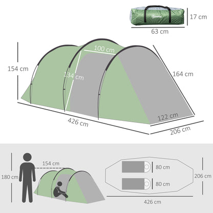 Camping Tent for 2-3 People Stable Waterproof Family Tent with Bedroom Living Room Vestibule with Standing Height, Dome Tent with 2000mm Water Column Tunnel Tent for Camping Travel, Dark Green
