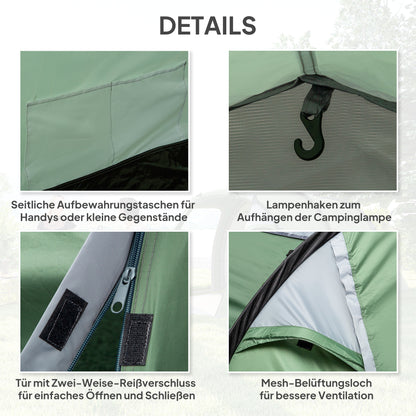Camping Tent for 2-3 People Stable Waterproof Family Tent with Bedroom Living Room Vestibule with Standing Height, Dome Tent with 2000mm Water Column Tunnel Tent for Camping Travel, Dark Green