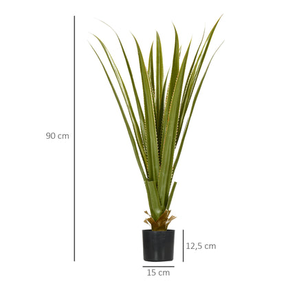 Artificial Agave Plant in Pot, Height 90 cm, 16 Leaves, Indoor Outdoor, Realistic