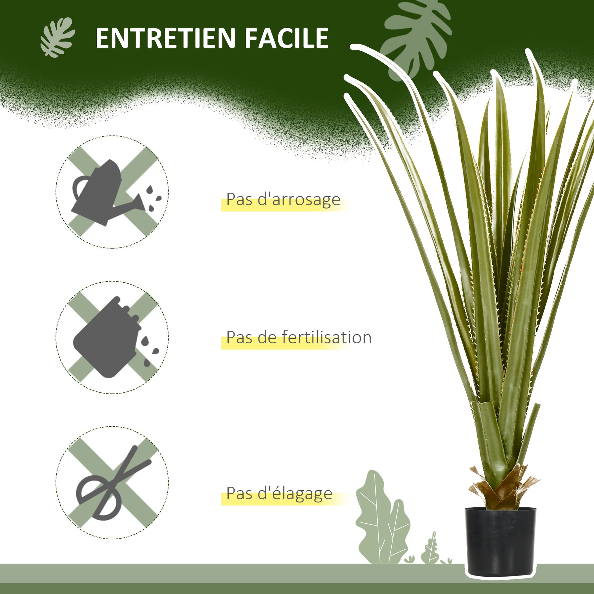 Artificial Agave Plant in Pot, Height 90 cm, 16 Leaves, Indoor Outdoor, Realistic