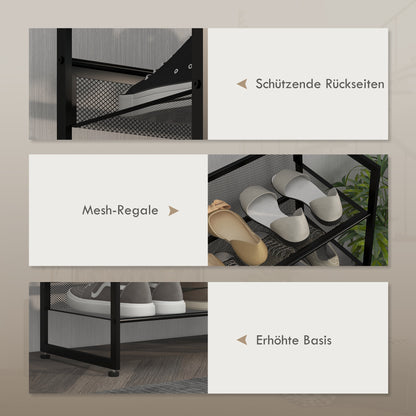 Shoe Rack with 5 Levels, Shoe Shelf, Shoe Stand for 15 Pairs of Shoes, Space-Saving Shoe Storage, Shoe Organizer for Entryway, Hallway, Black