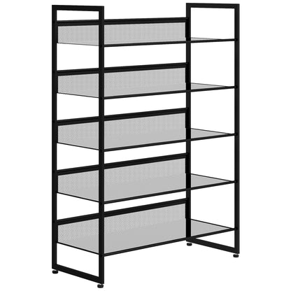 Shoe Rack with 5 Levels, Shoe Shelf, Shoe Stand for 15 Pairs of Shoes, Space-Saving Shoe Storage, Shoe Organizer for Entryway, Hallway, Black