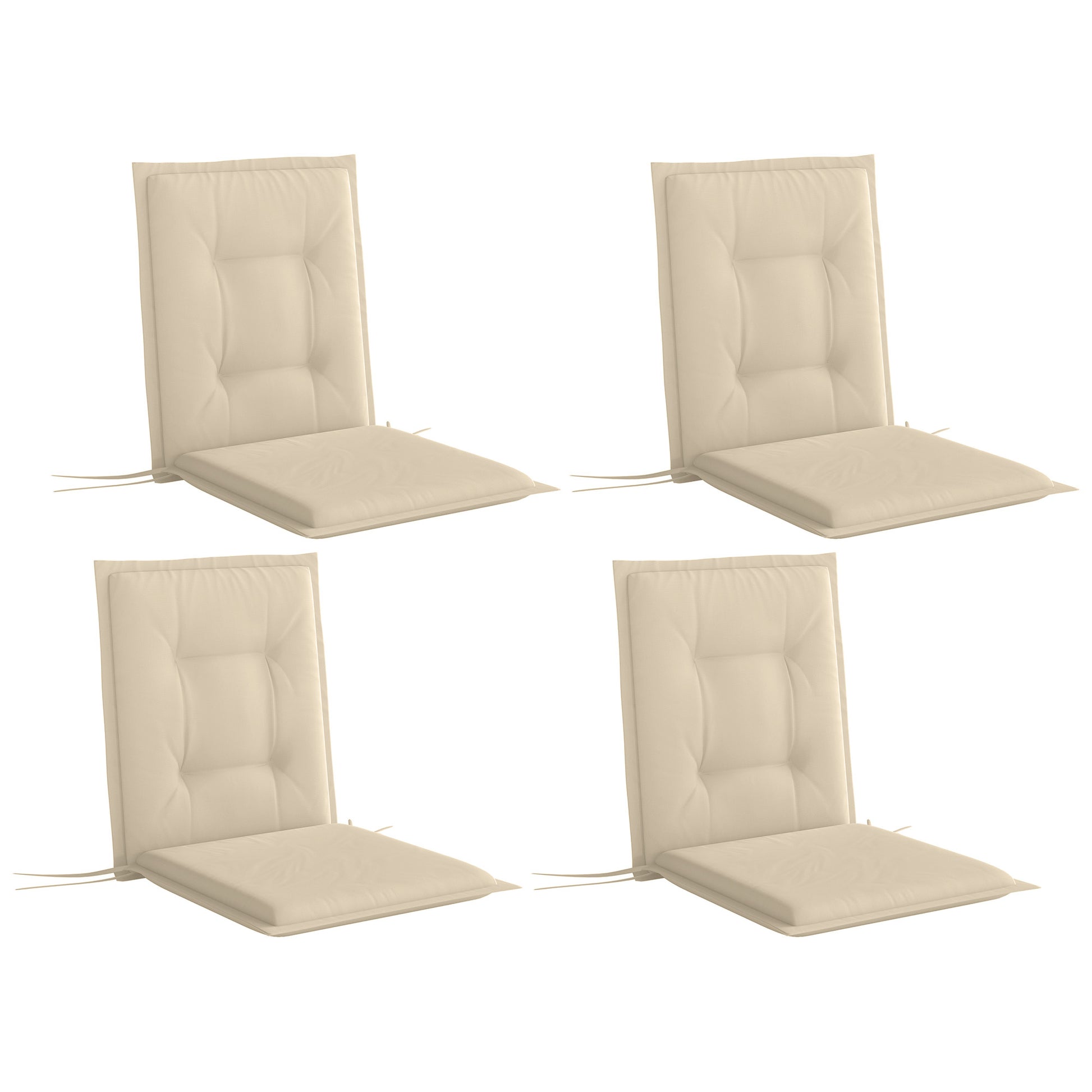 Set of 4 Seat Cushions 108 x 50 x 5 cm Chair Cushions with Straps, Outdoor Indoor Seat Pad, Seat Cushion, Bench Cushion for Garden Furniture, Dining Chair, Beige