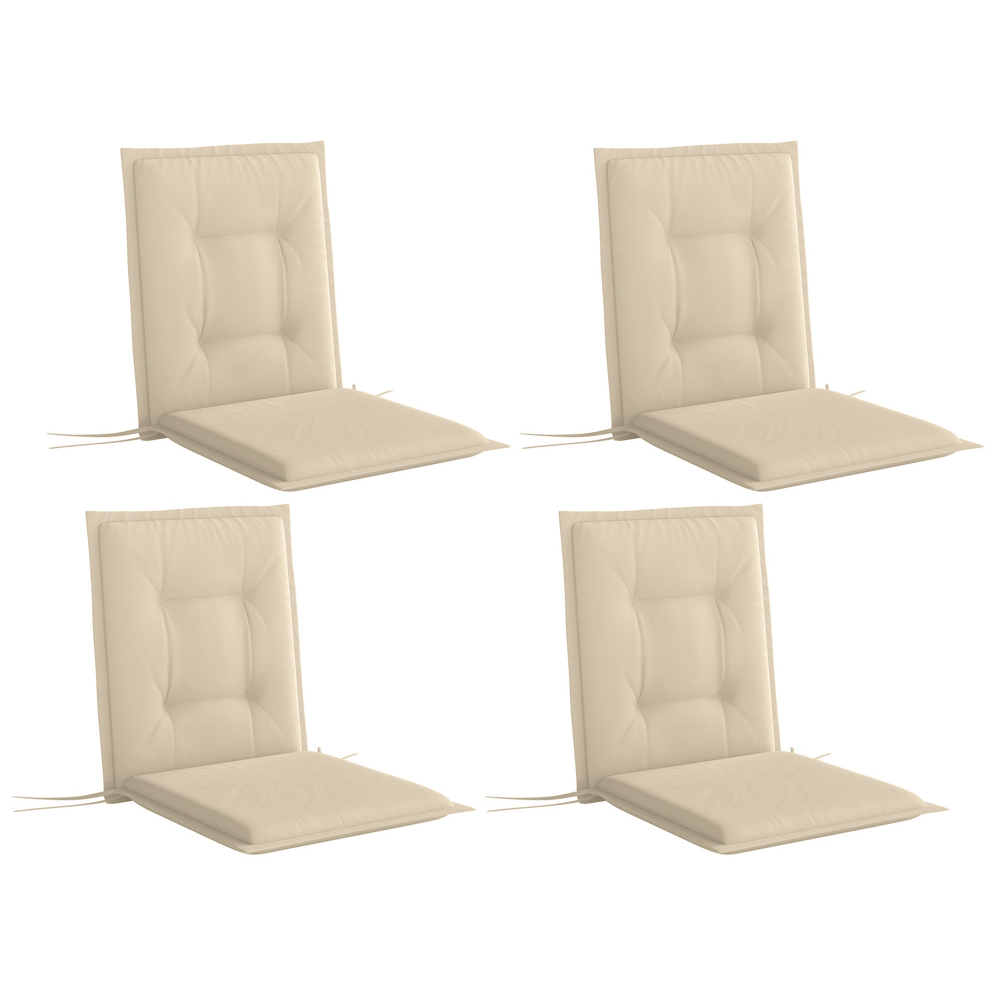 Set of 4 Seat Cushions 108 x 50 x 5 cm Chair Cushions with Straps, Outdoor Indoor Seat Pad, Seat Cushion, Bench Cushion for Garden Furniture, Dining Chair, Beige