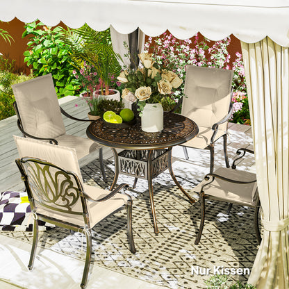 Set of 4 Seat Cushions 108 x 50 x 5 cm Chair Cushions with Straps, Outdoor Indoor Seat Pad, Seat Cushion, Bench Cushion for Garden Furniture, Dining Chair, Beige