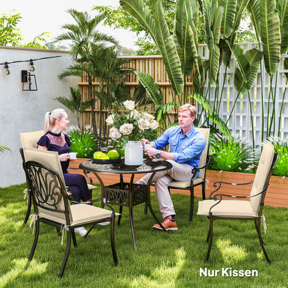 Set of 4 Seat Cushions 108 x 50 x 5 cm Chair Cushions with Straps, Outdoor Indoor Seat Pad, Seat Cushion, Bench Cushion for Garden Furniture, Dining Chair, Beige