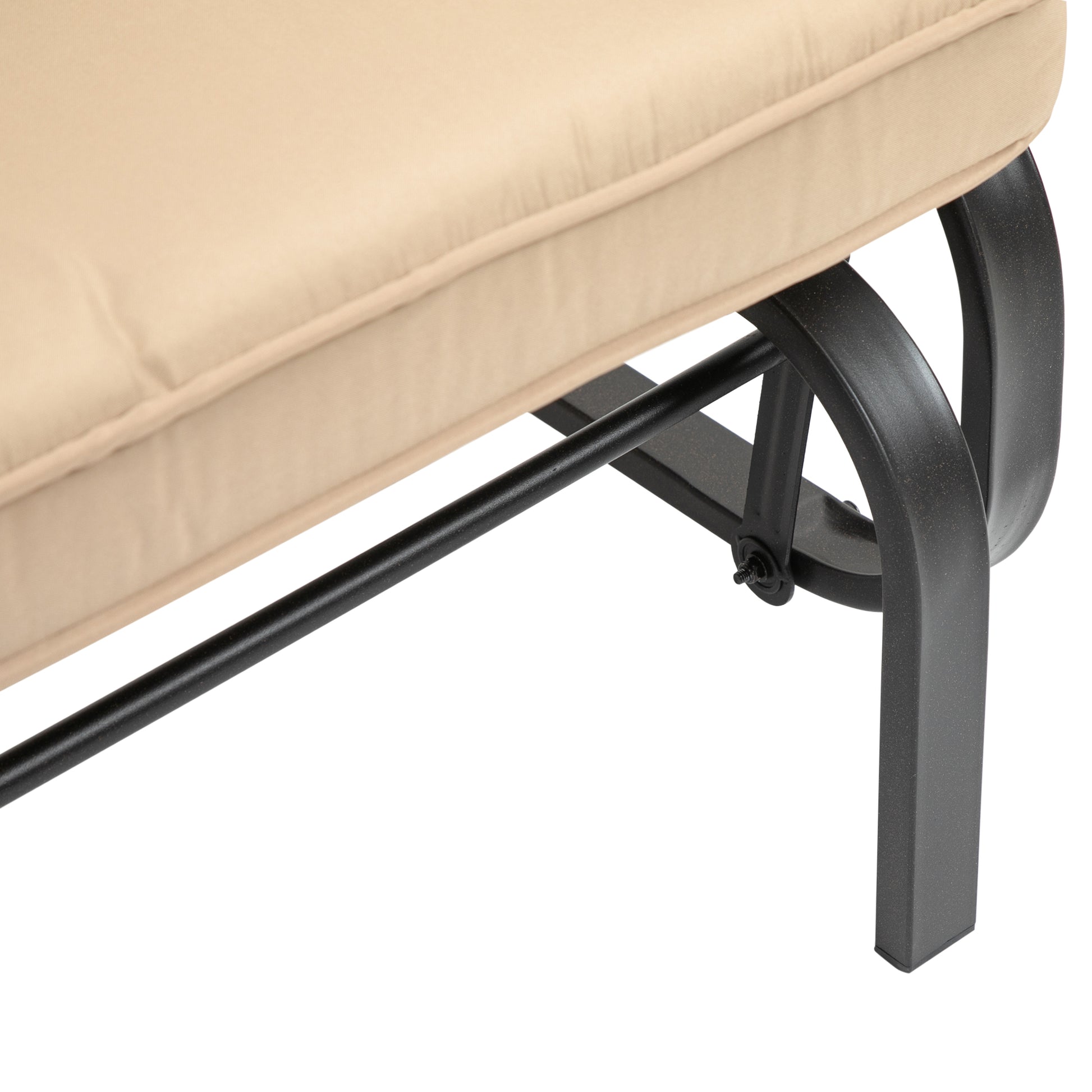 Double Garden Rocking Bench for 2 People with Padded Seat and Back Cushions, 122x70x87cm, Khaki