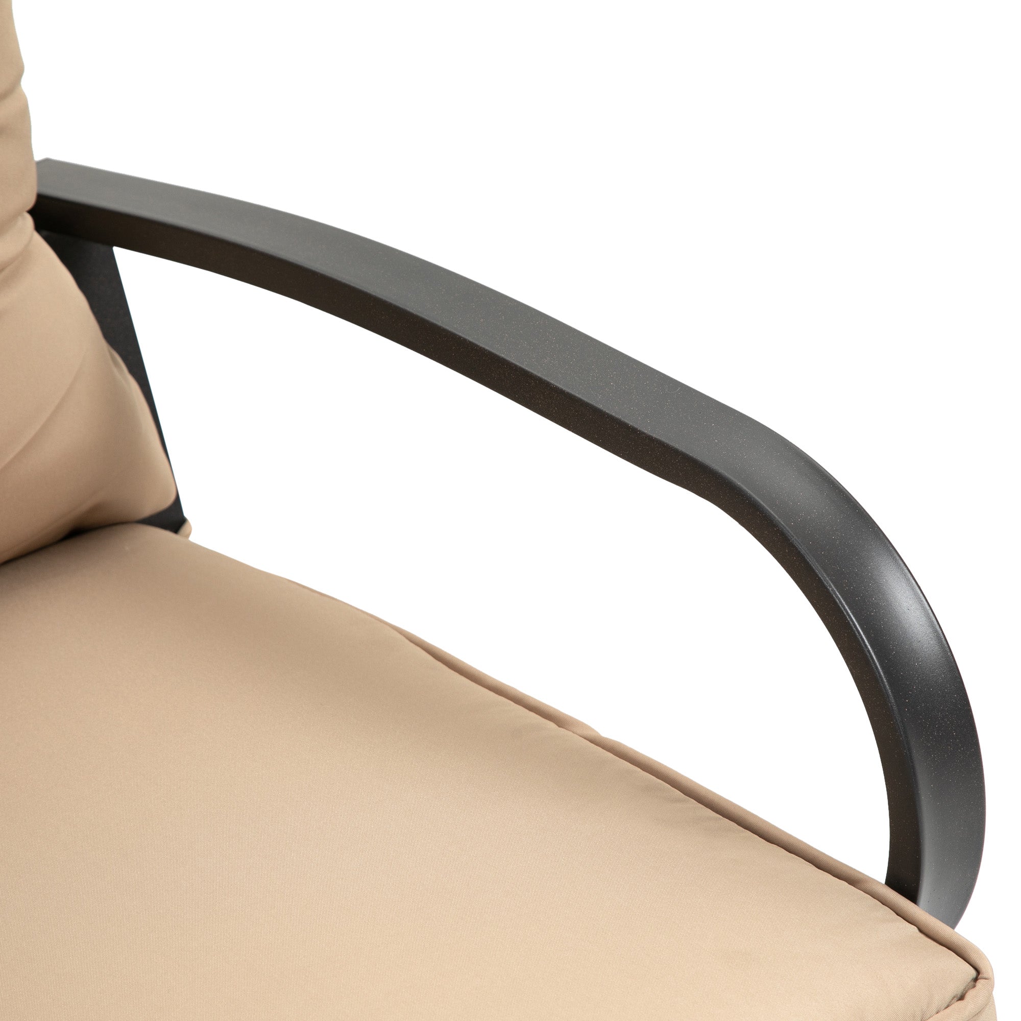 Double Garden Rocking Bench for 2 People with Padded Seat and Back Cushions, 122x70x87cm, Khaki