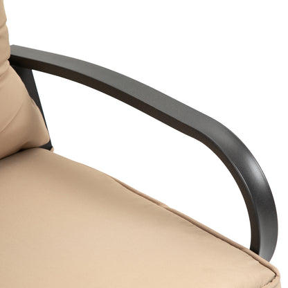 Double Garden Rocking Bench for 2 People with Padded Seat and Back Cushions, 122x70x87cm, Khaki