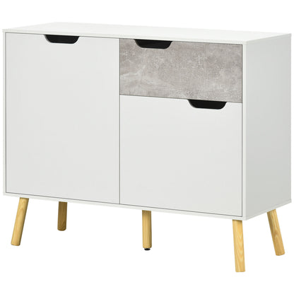 Kitchen Sideboard Buffet Cabinet with 2 Doors 1 Drawer Storage Cabinet for Living Room Office Bedroom Modern Style 98x39x81.5 cm White