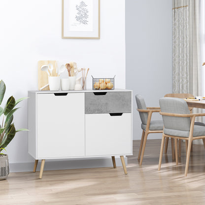 Kitchen Sideboard Buffet Cabinet with 2 Doors 1 Drawer Storage Cabinet for Living Room Office Bedroom Modern Style 98x39x81.5 cm White