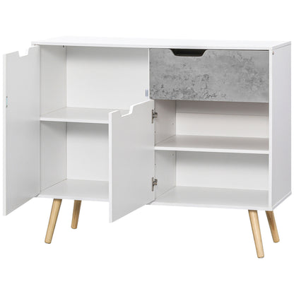 Kitchen Sideboard Buffet Cabinet with 2 Doors 1 Drawer Storage Cabinet for Living Room Office Bedroom Modern Style 98x39x81.5 cm White