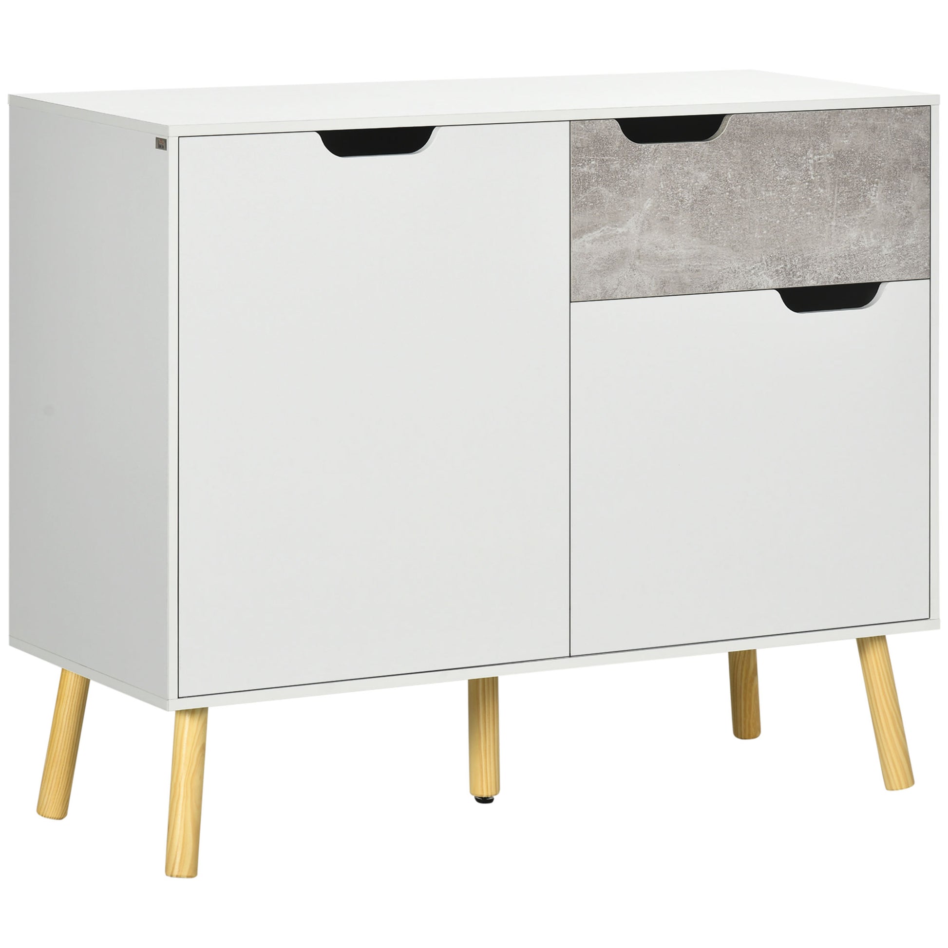 Kitchen Sideboard Buffet Cabinet with 2 Doors 1 Drawer Storage Cabinet for Living Room Office Bedroom Modern Style 98x39x81.5 cm White