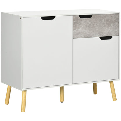 Kitchen Sideboard Buffet Cabinet with 2 Doors 1 Drawer Storage Cabinet for Living Room Office Bedroom Modern Style 98x39x81.5 cm White