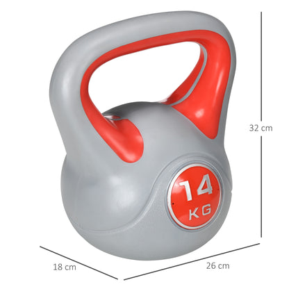 SPORTNOW 14 kg Kettlebell Russian Weight PU Coating and Sand Filling Wide Handle for Home Gym Bodybuilding Workout 26x18x32 cm Red and Grey