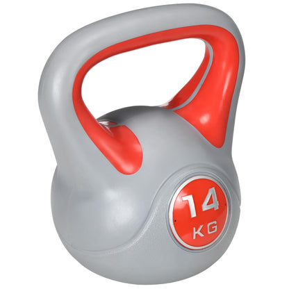 SPORTNOW 14 kg Kettlebell Russian Weight PU Coating and Sand Filling Wide Handle for Home Gym Bodybuilding Workout 26x18x32 cm Red and Grey