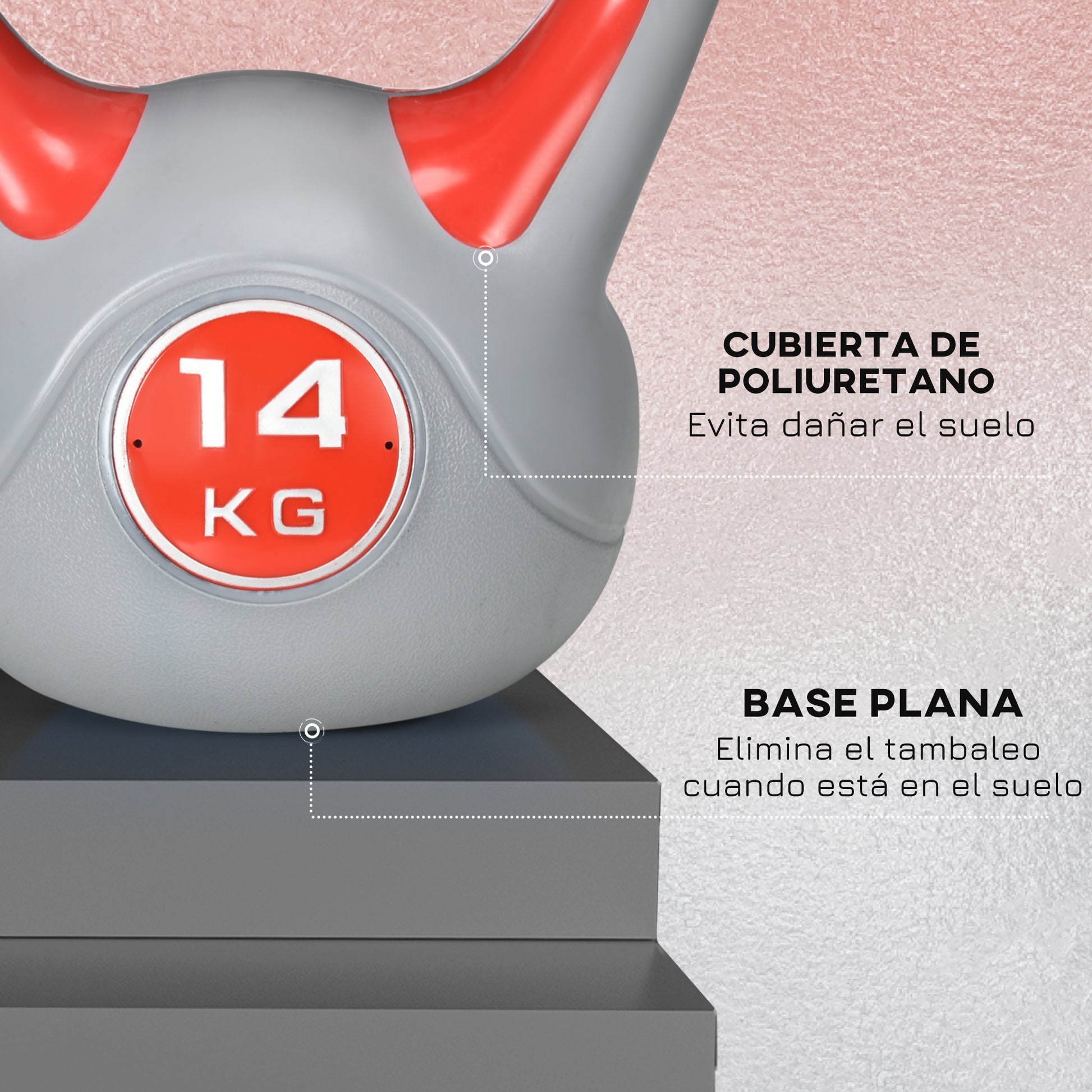 SPORTNOW 14 kg Kettlebell Russian Weight PU Coating and Sand Filling Wide Handle for Home Gym Bodybuilding Workout 26x18x32 cm Red and Grey