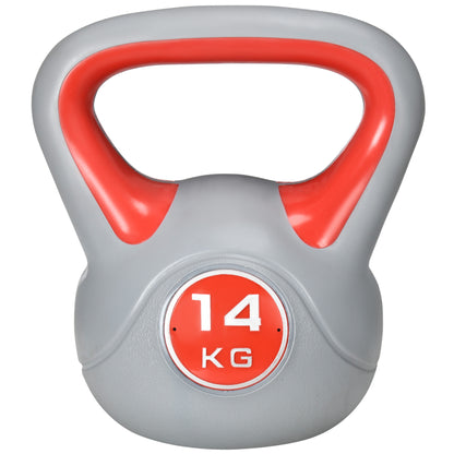 SPORTNOW 14 kg Kettlebell Russian Weight PU Coating and Sand Filling Wide Handle for Home Gym Bodybuilding Workout 26x18x32 cm Red and Grey
