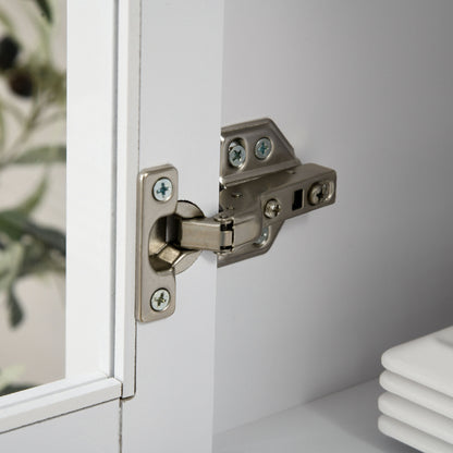 Kitchen Pantry Cabinet Display Case with 4 Tempered Glass Doors Drawer and Adjustable Shelves for Living Room Dining Room 74x35.5x181.5 cm White