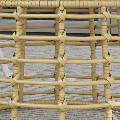 Garden Coffee Table, Outdoor Round Resin Rattan-Look Metal Side Table with Composite Top, Ø 45 x 50 cm Natural