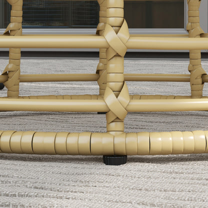 Garden Coffee Table, Outdoor Round Resin Rattan-Look Metal Side Table with Composite Top, Ø 45 x 50 cm Natural